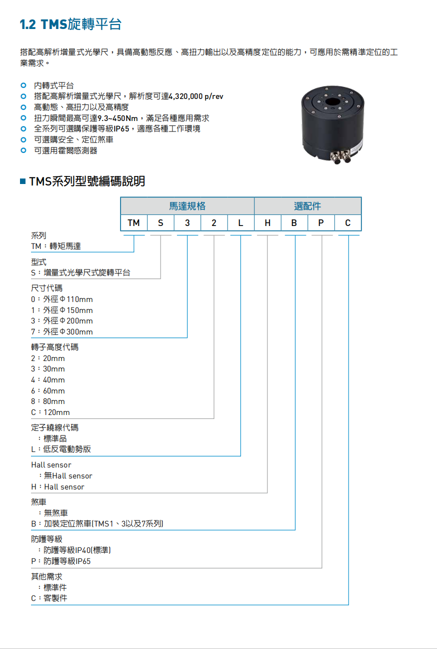转矩马达TMS76GH(DMS76GH)